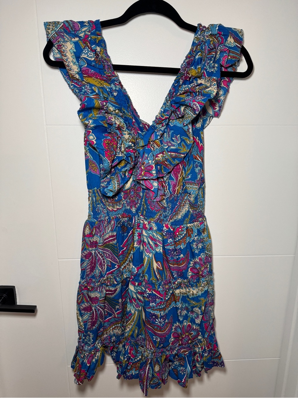 House of Harlow 1960 Blue Floral Ruffle Mini Dress